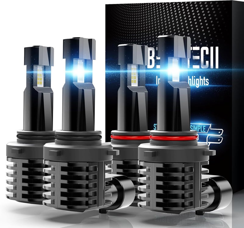 BEAMTECH 9005 9006 Bulbs, Fanless In Line Fog Light Bulb 6500K Xenon White, Pack of 4 - Image 1